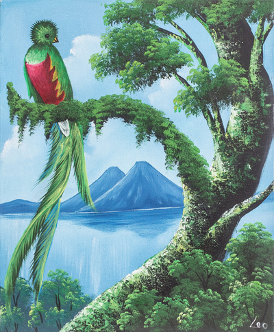 'Natural' - Impressionist Oil Painting of Quetzal Bird from Guatemala