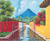 'San Sebastian Street' - Impressionist Oil Painting of Street & Volcano in Guatemala