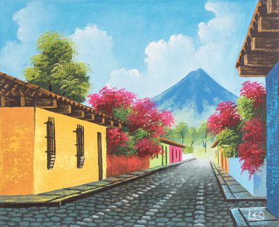 „Antigua Guatemala“ – Öl auf Leinwand, impressionistisches Gemälde von Antigua Guatemala