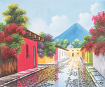 'Saint Francis Street' - Impressionist Oil Painting of Small Town Street in Guatemala