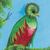 'Quetzal and Flower' - Impressionist Oil Painting of Quetzal Bird with Flower