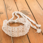 Cotton macramé headband, 'Unique Soul' - Handmade Adjustable Ivory and Grey Cotton Macrame Headband
