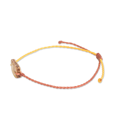 Coconut shell macrame pendant bracelet, 'Santa Catalina Arch' - Macrame Bracelet with Hand-Painted Coconut Shell Pendant