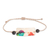 Onyx and coconut shell macrame beaded pendant bracelet, 'colours of Spring' - Coconut Shell Macrame Pendant Bracelet with Onyx Beads
