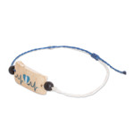 Onyx and coconut shell macrame beaded pendant bracelet, 'Flag & Heart' - Onyx and Coconut Shell Macrame Beaded Heart Pendant Bracelet