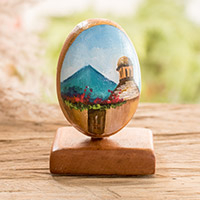 Wood decorative accent, 'Beautiful View' - Wood Decorative Accent with Hand-Painted Landscape Theme