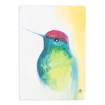 imán de madera - Imán de colibrí de madera de pino hecho a mano y pintado a mano