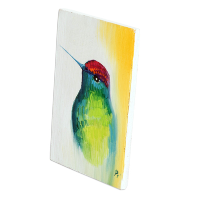 imán de madera - Imán de colibrí de madera de pino hecho a mano y pintado a mano
