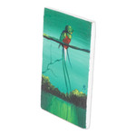 Wood magnet, 'Looking at Nature' - Pinewood Magnet of Quetzal Bird Crafted and Painted by Hand