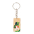 Coconut shell keychain, 'Guatemalan Icons' - Hand-Painted Quetzal Bird and Flower Coconut Shell Keychain