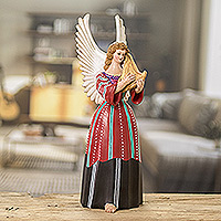 Ceramic figurine, 'Solola' - Hand-Painted Angel-Themed Folk Art Ceramic Figurine