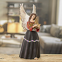 Ceramic angel sculpture, 'Santa Maria Chiquimula' - Ceramic Angel Sculpture Painted by Hand in Guatemala