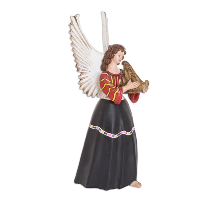 Escultura de ángel de cerámica - Ángel de cerámica pintado a mano en Guatemala