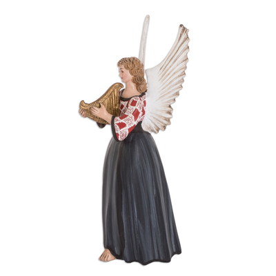 Escultura de ángel de cerámica, 'Momostenango' - Escultura de ángel de cerámica pintada a mano de arte popular guatemalteco