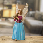 Ceramic angel sculpture, 'Petite Chichicastenango' - Colorful Guatemalan Hand-Painted Ceramic Angel Sculpture