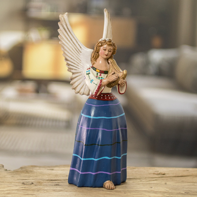 Ceramic angel sculpture, 'Petite San Sebastian' - Hand-Painted Ceramic Sculpture of Angel from Guatemala
