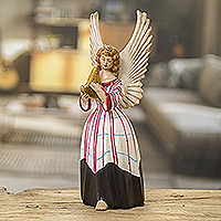 Ceramic angel sculpture, 'Solola in White' - Lovely Hand-Painted Angel-Themed Ceramic Sculpture