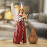 Ceramic angel sculpture, 'Petite Santiago Atitlan' - Lovely Hand-Painted Ceramic Angel Sculpture from Guatemala