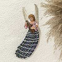 Ceramic angel wall art, 'San Andres Xecul' - Ceramic Angel Wall Accent Hand-Painted in Guatemala