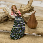 Ceramic angel wall art, 'San Andres Xecul' - Ceramic Angel Wall Accent Hand-Painted in Guatemala