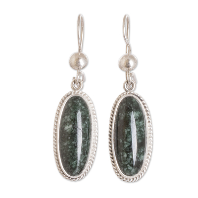Jade-Ohrringe - Ohrhänger aus Sterlingsilber mit ovalen Jadesteinen