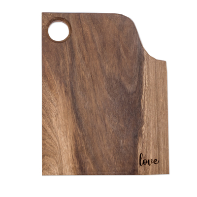 Wood cutting board, 'Love' - Wood Cutting or Serving Board Handcrafted in Guatemala