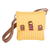 Handwoven sling bag, 'Beautiful Land' - Eco-Friendly Handwoven Sling Bag in Yellow with Worry Doll thumbail