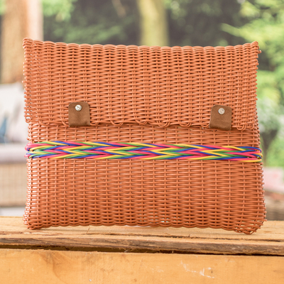 Handwoven document case, 'organised' - Brown Eco-Friendly Handwoven Document Case from Guatemala