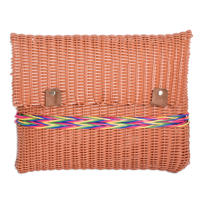 Handwoven document case, 'organised' - Brown Eco-Friendly Handwoven Document Case from Guatemala