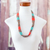 Multi-strand beaded necklace, 'Harmony in Aquamarine' - Multi-Strand Beaded Necklace in Aqua Orange and Bronze (image 2b) thumbail