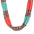 Multi-strand beaded necklace, 'Harmony in Aquamarine' - Multi-Strand Beaded Necklace in Aqua Orange and Bronze (image 2c) thumbail