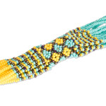 Multi-strand beaded necklace, 'Harmony in Yellow' - Multi-Strand Beaded Necklace in Yellow Aqua and Bronze