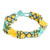 Multi-strand beaded wristband bracelet, 'Balance in Yellow' - Multi-Strand Beaded Wristband Bracelet in Yellow and Aqua
