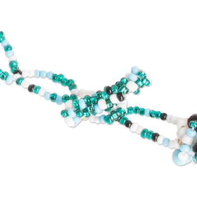 Beaded statement necklace, 'Turquoise Textures' - Handmade Beaded Statement Necklace in Turquoise Aqua & White