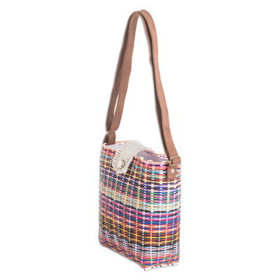Handwoven tote bag, 'colour Explosion' - colourful Eco-Friendly Handwoven Tote from Guatemala