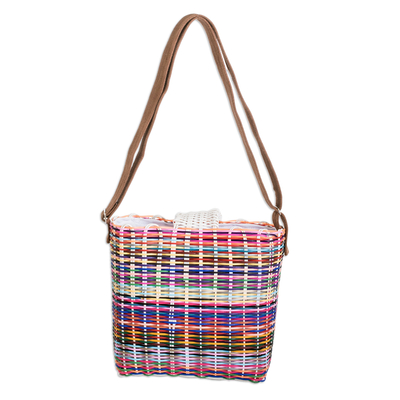 Handwoven tote bag, 'colour Explosion' - colourful Eco-Friendly Handwoven Tote from Guatemala