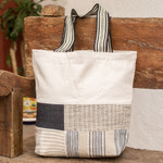Cotton tote bag, 'Eco-Friendly Patchwork' - Eco-Friendly Tote Bag with Upcycled Patchwork Accents