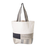 Cotton tote bag, 'Eco-Friendly Patchwork' - Eco-Friendly Tote Bag with Upcycled Patchwork Accents