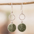 Jade dangle earrings, 'Green Majesty' - Sterling Silver Dangle Earrings with Hoop & Green Jade Disc (image 2) thumbail