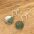 Jade dangle earrings, 'Green Majesty' - Sterling Silver Dangle Earrings with Hoop & Green Jade Disc (image 2b) thumbail