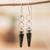 Jade dangle earrings, 'Pretty Pendulum' - Silver and Green Jade Dangle Earrings with Pendulum & Hoops (image 2) thumbail