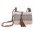 Leather-accented cotton sling bag, 'Village Walk' - Handcrafted Leather-Accented Sepia and Blue Cotton Sling Bag thumbail