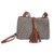 Leather-accented cotton sling bag, 'Coastal Walk' - Handcrafted Leather-Accented Patterned Cotton Sling Bag