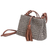Leather-accented cotton sling bag, 'Coastal Walk' - Handcrafted Leather-Accented Patterned Cotton Sling Bag