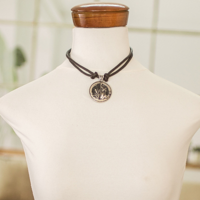 Collar colgante de níquel - Collar con colgante de níquel con temática de astrología maya con signo Aj