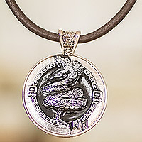 Nickel pendant necklace, 'Kan Emblem' - Mayan Astrology-Themed Nickel Pendant Necklace with Kan Sign