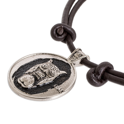 Nickel pendant necklace, 'Kame Emblem' - Mayan Astrology-Themed Pendant Necklace with Kame Sign
