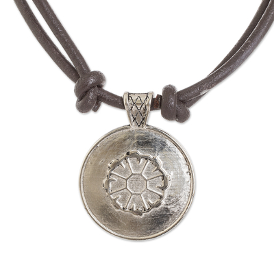 Halskette mit Anhänger aus Nickel - Maya-Astrologie-Anhänger-Halskette mit Q'anil-Zeichen