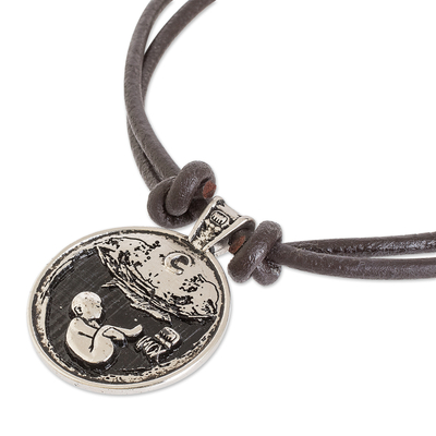 Halskette mit Anhänger aus Nickel - Maya-Astrologie-Anhänger-Halskette mit Imox-Zeichen