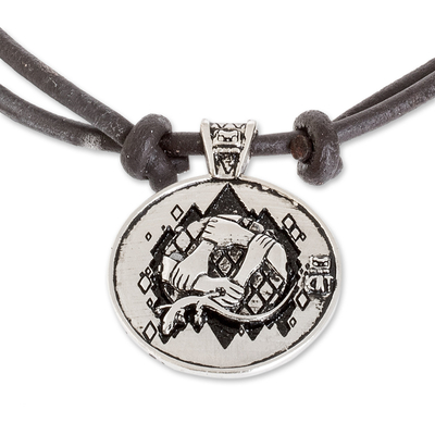 Halskette mit Anhänger aus Nickel - Maya-Astrologie-Anhänger-Halskette mit K'at-Zeichen